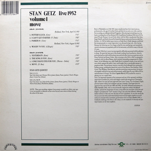 Stan Getz : Live 1952, Volume 1: Move (LP, Comp)