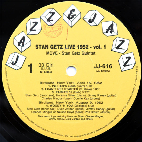 Stan Getz : Live 1952, Volume 1: Move (LP, Comp)