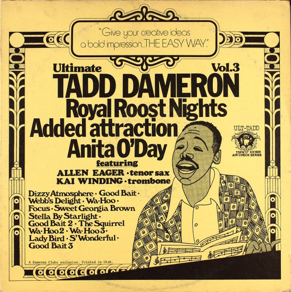 Tadd Dameron : Ultimate Tadd Dameron Vol.3 Royal Roost Nights Added Attraction Anita O'Day (LP)