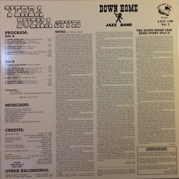 Down Home Jazz Band : Vol. 2 - Yerba Buena Style (LP, Album)