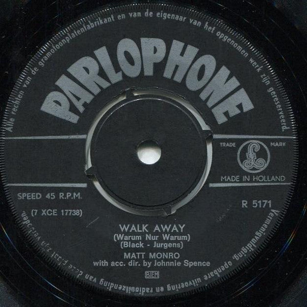 Matt Monro : Walk Away / Around The World (7", Single)