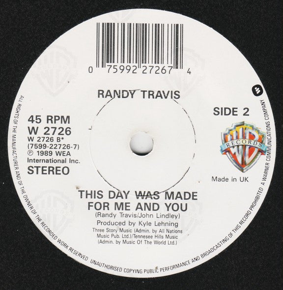 Randy Travis : It's Just A Matter Of Time (7")