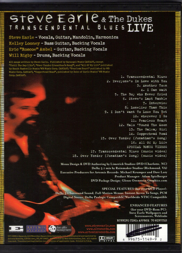 Steve Earle & The Dukes : Transcendental Blues Live (DVD-V, Multichannel, NTSC)