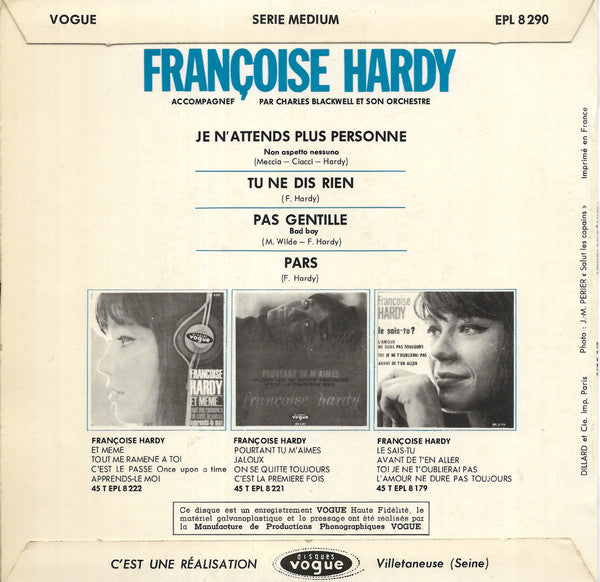 Françoise Hardy : Je N'attends Plus Personne (7", EP)