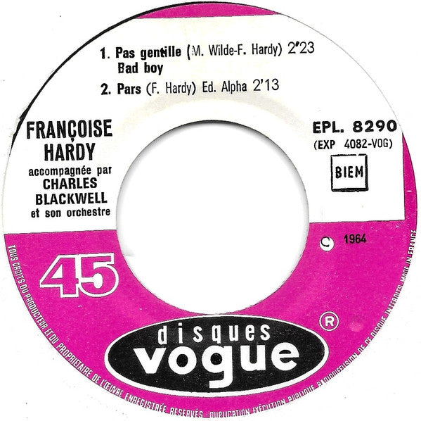 Françoise Hardy : Je N'attends Plus Personne (7", EP)