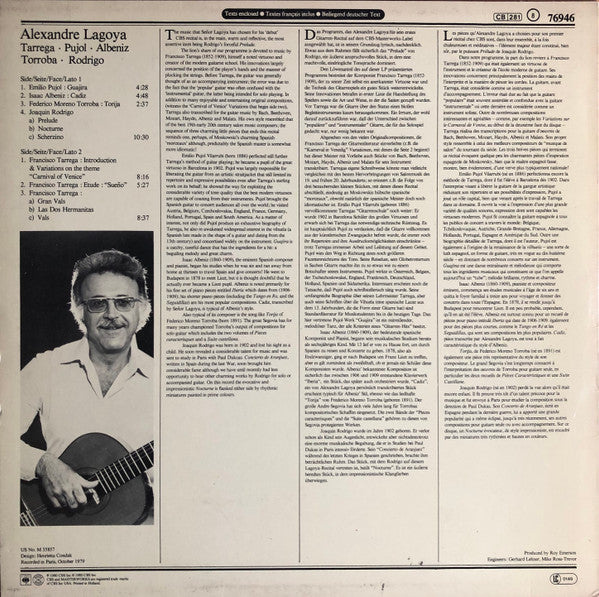 Alexandre Lagoya - Francisco Tárrega • Emilio Pujol • Isaac Albéniz • Federico Moreno Torroba • Joaquín Rodrigo : The Spanish Guitar (LP, Album)