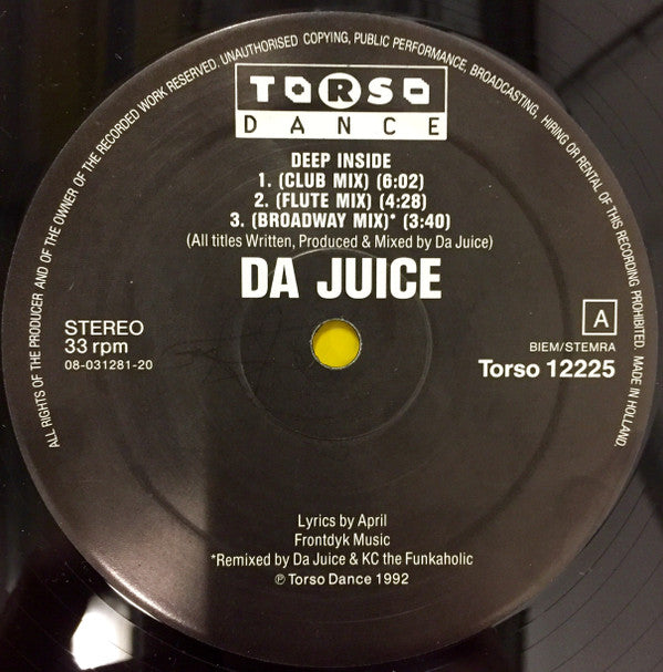 Da Juice Featuring April Nixon : Deep Inside (12")
