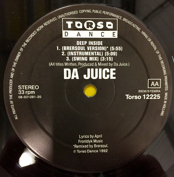 Da Juice Featuring April Nixon : Deep Inside (12")