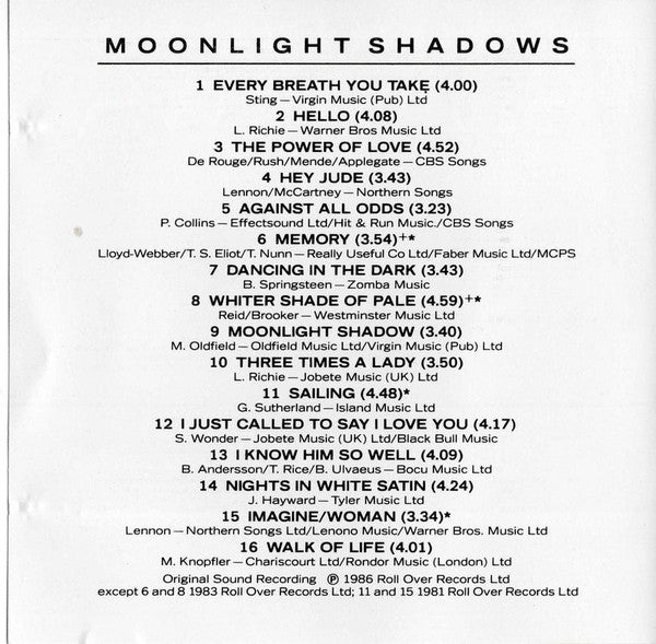 The Shadows : Moonlight Shadows (CD, Comp)