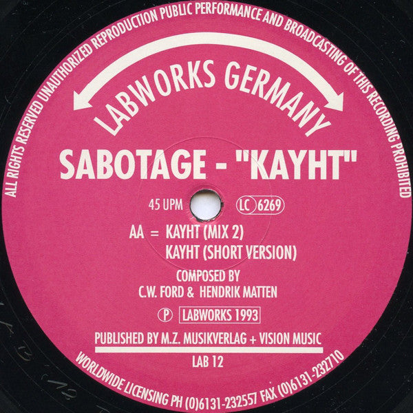 Sabotage : Kayht (12")