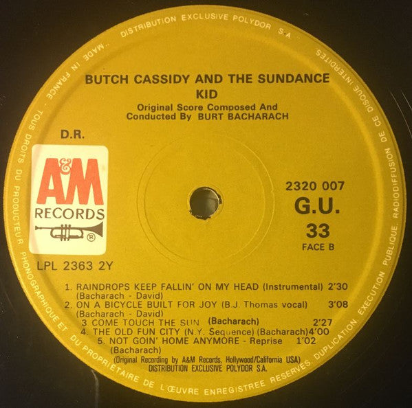 Burt Bacharach : Music From Butch Cassidy And The Sundance Kid (LP, Album)