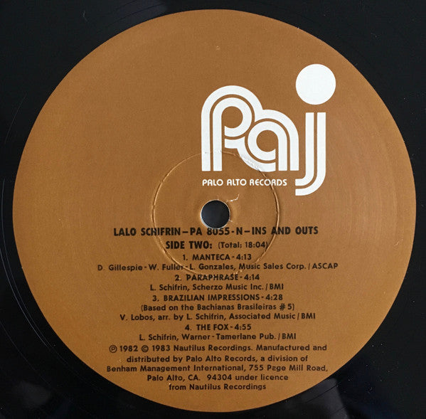 Lalo Schifrin : Ins And Outs (LP, Album)