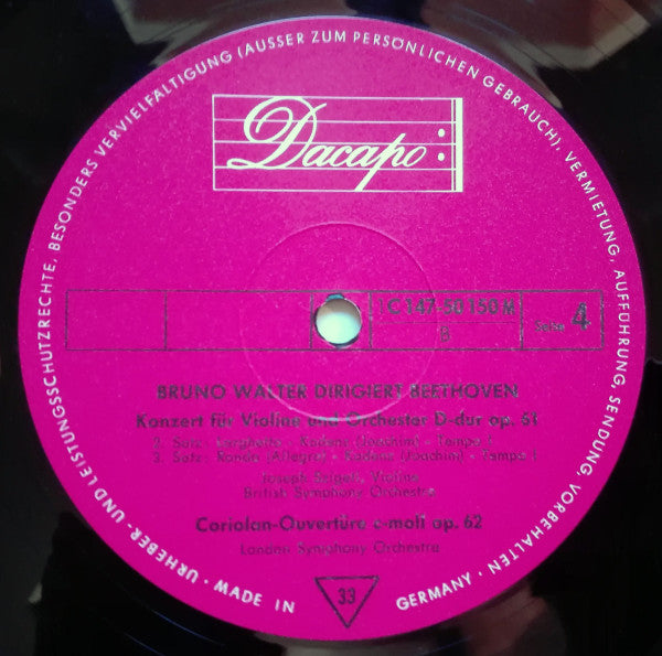 Bruno Walter  Dirigiert Ludwig van Beethoven, Joseph Szigeti, Walter Gieseking : Pastorale • Violinkonzert • Coriolan-Ouvertüre • Klavierkonzert Nr. 5 (3xLP, Mono + Box, Comp)