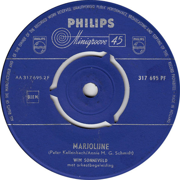 Wim Sonneveld : De Koningin Van Lombardije / Marjolijne (7", Single, Mono)