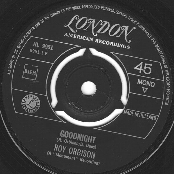 Roy Orbison : Goodnight / Only With You (7", Single, Mono)