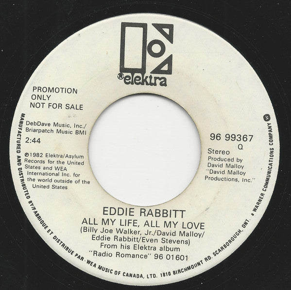 Eddie Rabbitt With Crystal Gayle : You And I / All My Life All My Love (7", Single, Mono, Promo)
