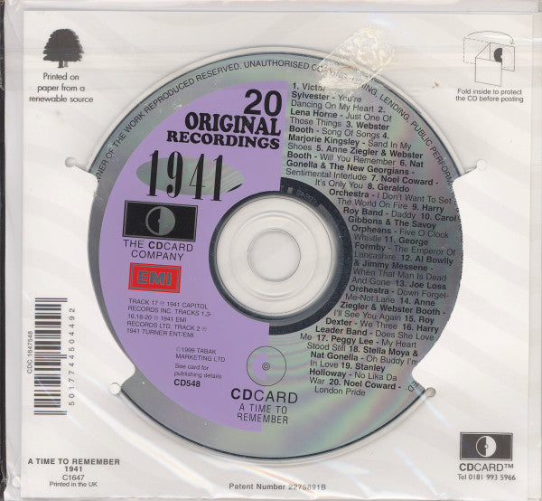 Various : 20 Original Recordings - 1941 (CD, Comp, Gre)