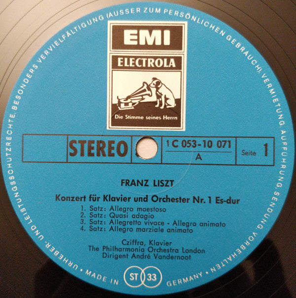 Franz Liszt / Gyorgy Cziffra, Philharmonia Orchestra, André Vandernoot : Klavierkonzerte Nr. 1 Es-Dur Und Nr. 2 A-Dur (LP, Album)
