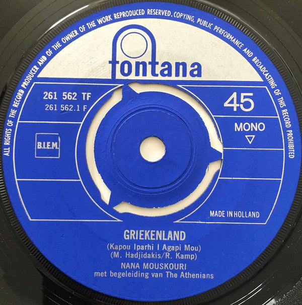 Nana Mouskouri : Griekenland  (7", Single, Mono)
