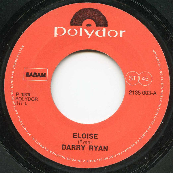 Barry Ryan : Eloise / Love Is Love (7", Single, RE)