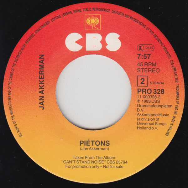 Jan Akkerman : Piétons (7", Single, Promo)