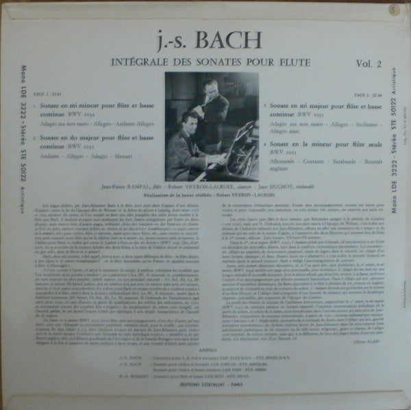 Johann Sebastian Bach : Intégrale Des Sonates Pour Flute Vol. 2 (LP)