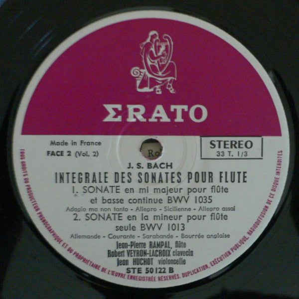 Johann Sebastian Bach : Intégrale Des Sonates Pour Flute Vol. 2 (LP)