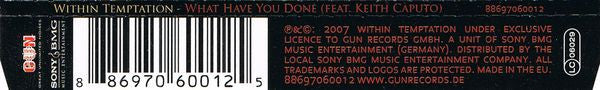 Within Temptation Featuring Keith Caputo : What Have You Done (CD, Single)