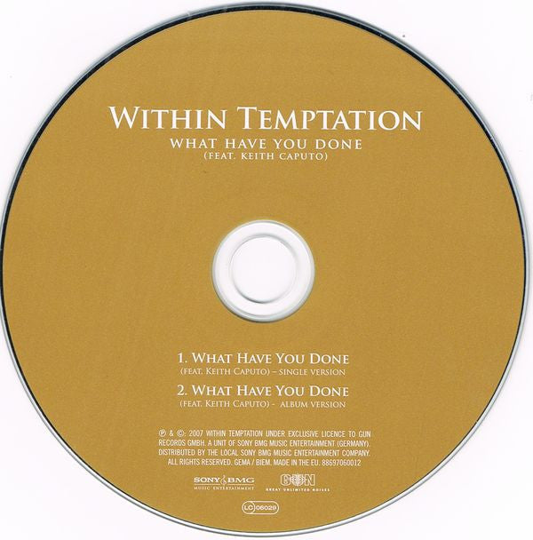 Within Temptation Featuring Keith Caputo : What Have You Done (CD, Single)