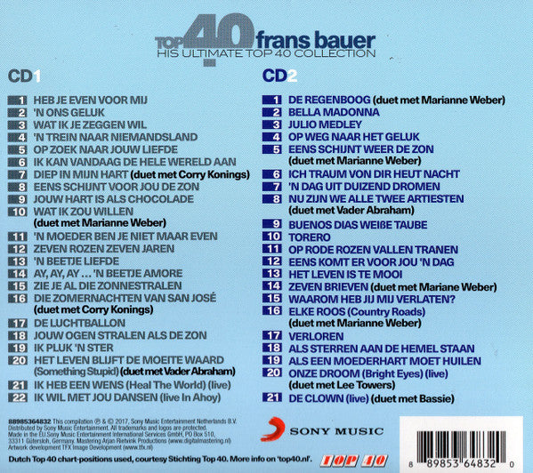Frans Bauer : Top 40 Frans Bauer (His Ultimate Top 40 Collection) (2xCD, Comp)