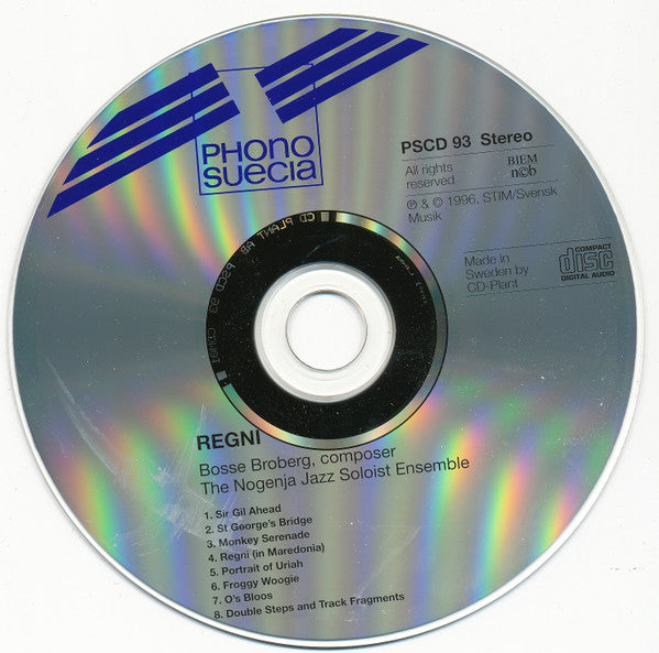 Nogenja Jazz Soloist Ensemble, Bosse Broberg : Regni (CD, Album)
