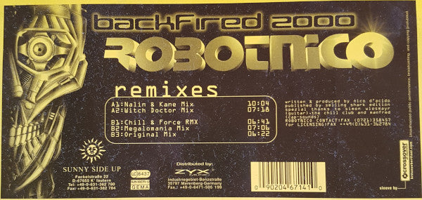 Robotnico : Backfired 2000 (Remixes) (12")