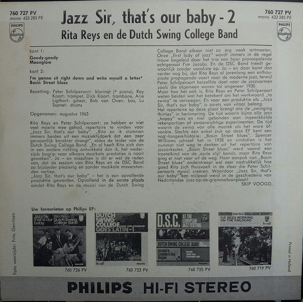 Rita Reys And The Dutch Swing College Band : Jazz Sir, That's Our Baby -2 (7", EP, Hi )