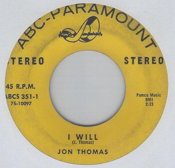 Jon Thomas (3) : Hey, Hey, Baby / I Will (7", Single)