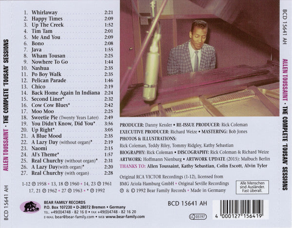 Allen Toussaint : The Wild Sound Of New Orleans - The Complete 'Tousan' Sessions (CD, Comp, RE)