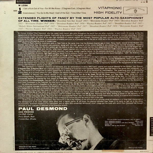 Paul Desmond : "First Place Again" Playboy (LP, Mono)