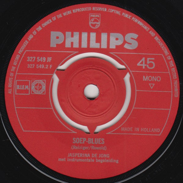Jasperina de Jong : Call Girl / Soep Blues (7", Single, Mono, red)