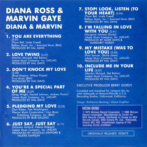 Diana Ross & Marvin Gaye : Diana & Marvin (CD, Album, RE)