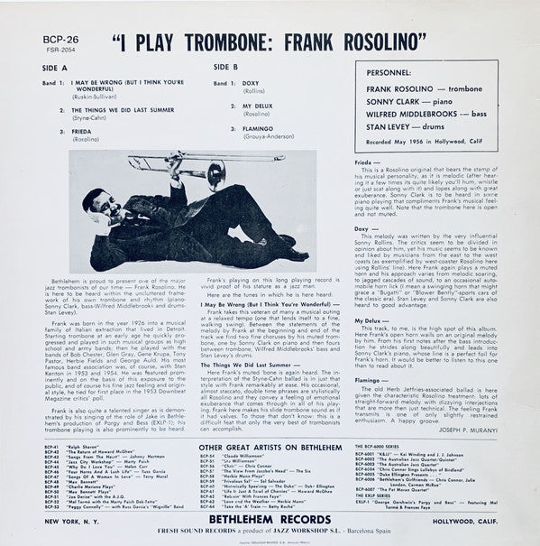 Frank Rosolino : I Play Trombone (LP, Album, RE)