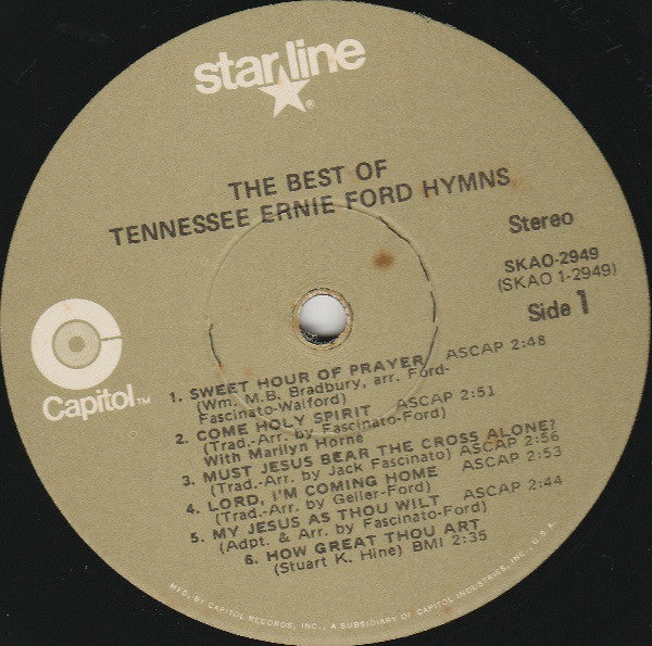 Tennessee Ernie Ford : Best Of The Tennessee Ernie Ford Hymns (LP, Comp, Win)