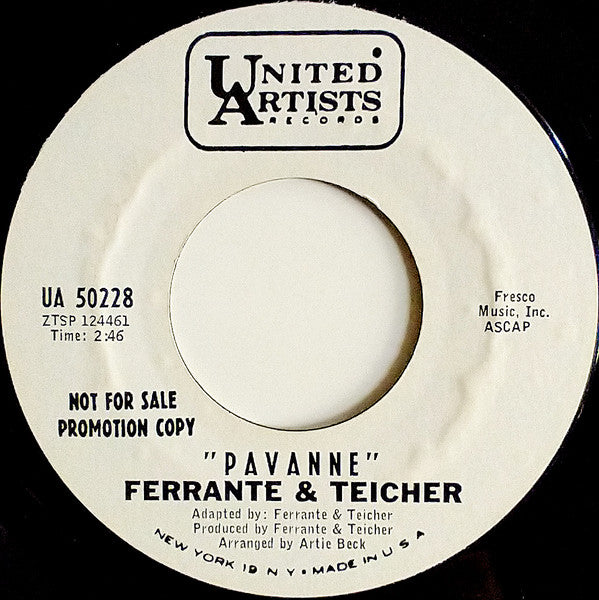 Ferrante & Teicher : Live For Life (Vivre Pour Vivre) / Pavanne (7", Single, Promo)