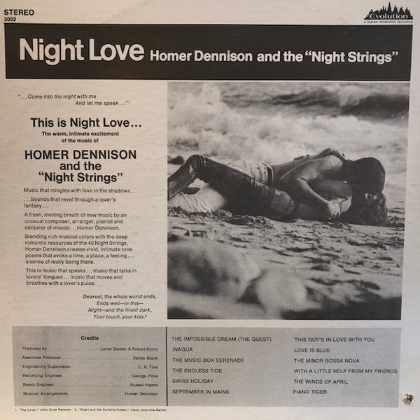 Homer Dennison* And The Night Strings : Night Love (LP, Album, Gat)