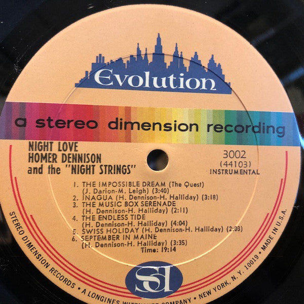 Homer Dennison* And The Night Strings : Night Love (LP, Album, Gat)