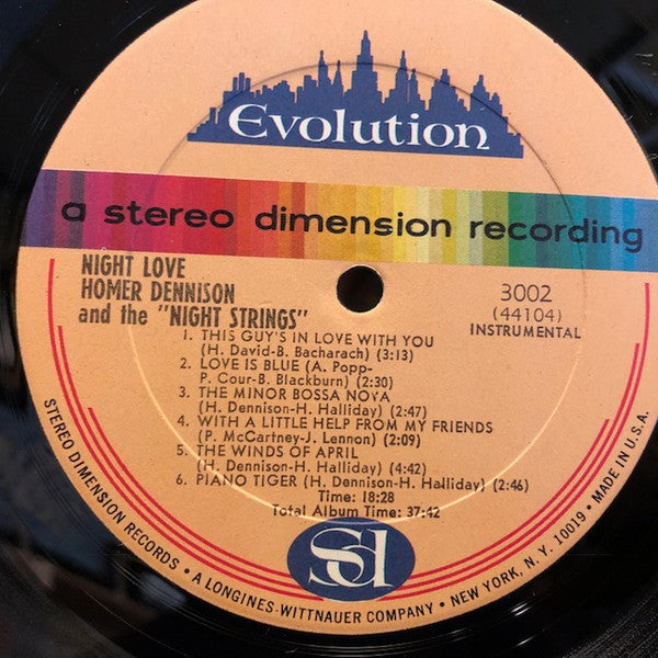 Homer Dennison* And The Night Strings : Night Love (LP, Album, Gat)