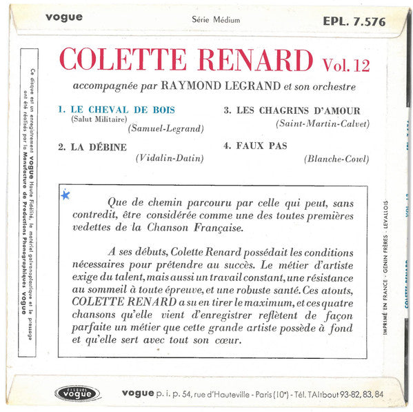 Colette Renard : Cheval De Bois - Vol. 12 (7", EP)