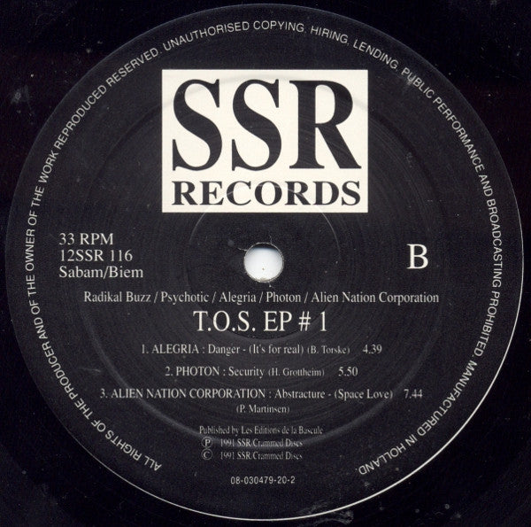 Various : T.O.S. EP #1 (12", EP)
