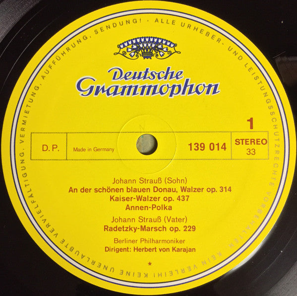 Johann Strauss Jr., Johann Strauss Sr. Und Josef Strauß, Berliner Philharmoniker · Herbert von Karajan : The Blue Danube (Waltzes, Polkas And Other Works By J. & J. Strauss) (LP, RP)