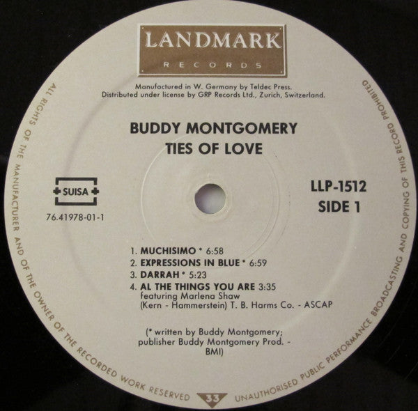 Buddy Montgomery : Ties Of Love (LP, Album)