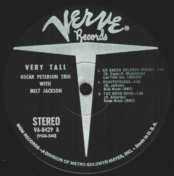 The Oscar Peterson Trio With Milt Jackson : Very Tall (LP, Album, Gat)
