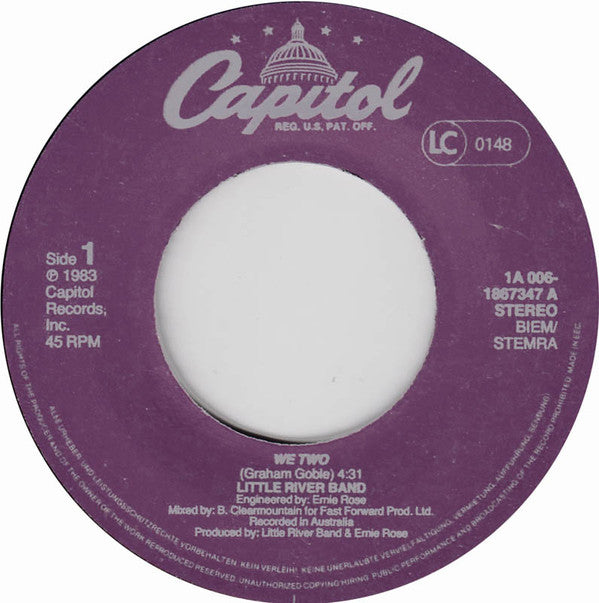 Little River Band : We Two / Mr. Socialite (7", Single)